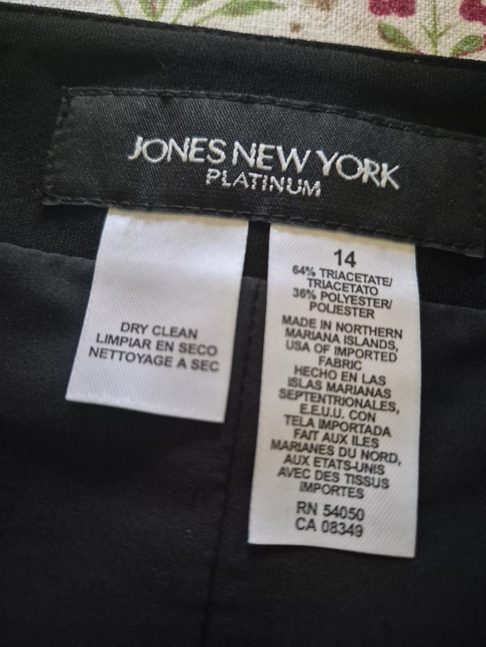 Jones New York Platinum Black Midi Flounce Skirt - Size 14
